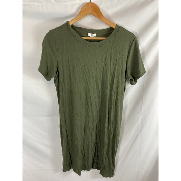 NWOT BP. Front Slit Rib T-shirt Dress In Olive Sarma size XL - Picture 2 of 3
